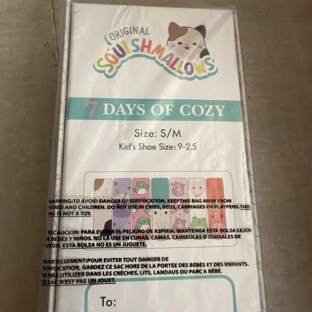 Jazwares Squishmallows 7 Days Of Cozy Socks Size S/M Kid's Size 2.5 to 9 NIB